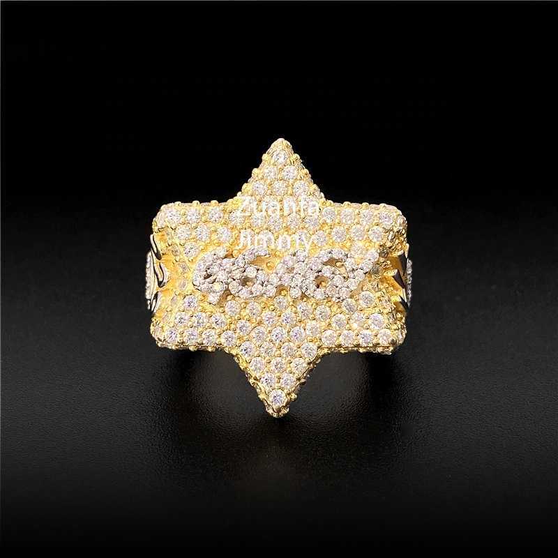 

Custom Made Personal Real 925 Sterling Silver Fully With Iced Out Moissanite Diamond Custom Name Letters Star Ring