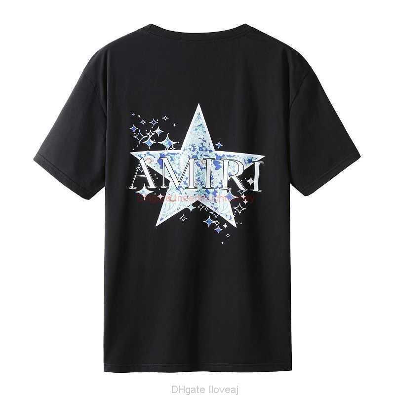 

Designer Fashion Clothing Amires Tees Am Tshirt High Edition Short Sleeve Tee TrendAmies Amili Cashew Nut Pentagram Letter Print Loose Men Women Luxury Casual Tops M, White