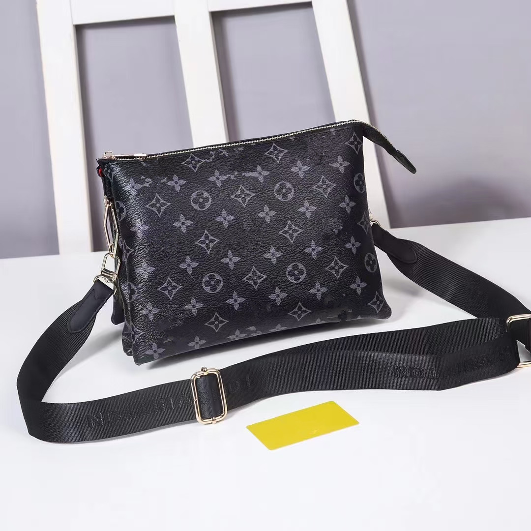 

Women's mens Designer purses COUSSIN shoulder Bags Luxury crossbody tote classic square handbags Genuine leather PM Embossed two straps Chain Messenger Bag 061, Large black print