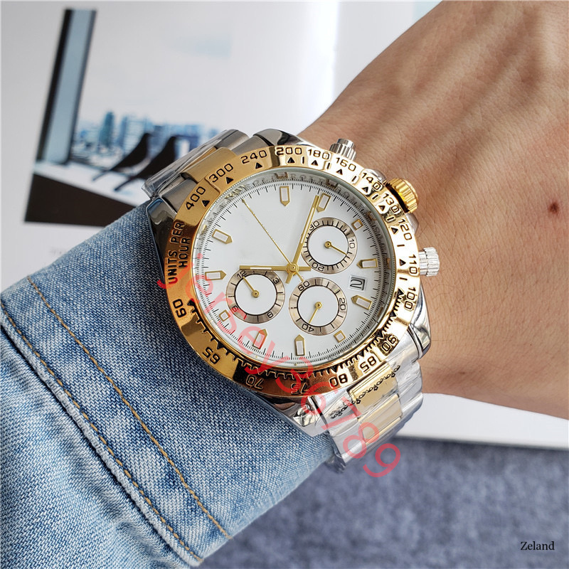

Mens Luxury Watch 42mm Gold Quartz Timer Function Designer Watch Montre De Luxe watches for men caijiamin DHgate high quality Wristwatches 007 DAY Daytonas AAA