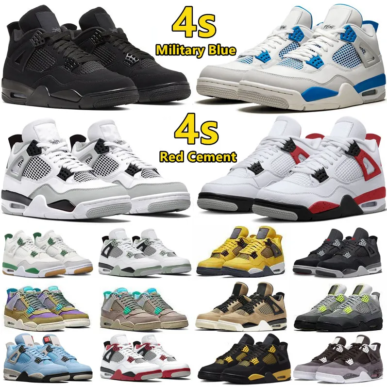

Jumpman 4 4s Mens Basketball Shoes Pine Green Military Blue Black Cat Red Cement Thunder Sail University Blue Seafoam Taupe Haze Men Women Trainers Sports Sneakers, Color#43