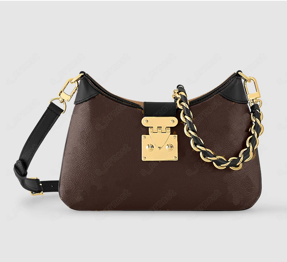 

2023 TWINNY Designer Women Handbags Braided Chain Luxurys Flap Shoulder bag with S-lock Crossbody Bags M46659, White emboss