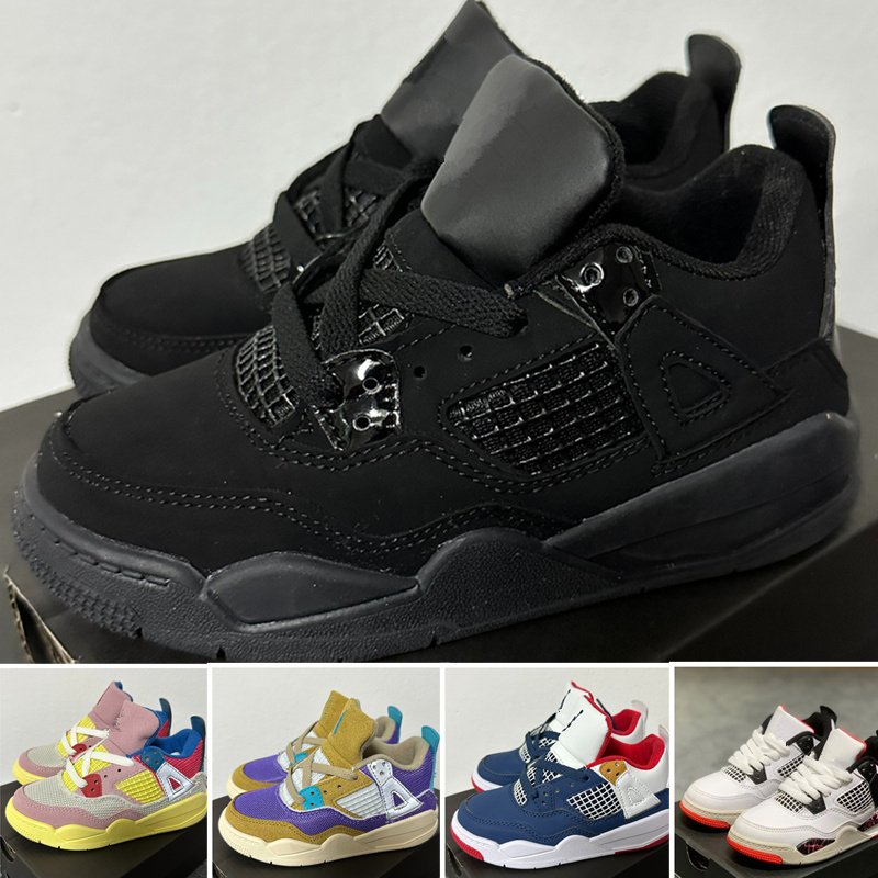 

jumpman 4 Kids Basketball Shoes Toddler Red Chicago 4s Boy Girls University Blue Black Cat s Trainers Sports Children Sneakers size 28-35, As photo