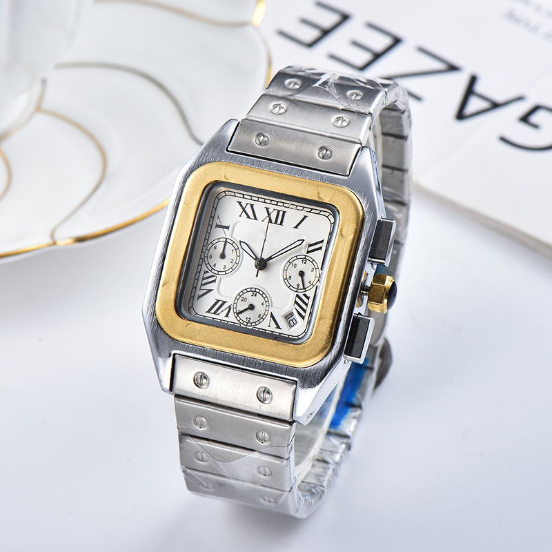 

Universal tank watch for men and women quartz movement full function square watch high-strength glass scratch resistant 904L stainless steel strap Montre De Luxe, 19