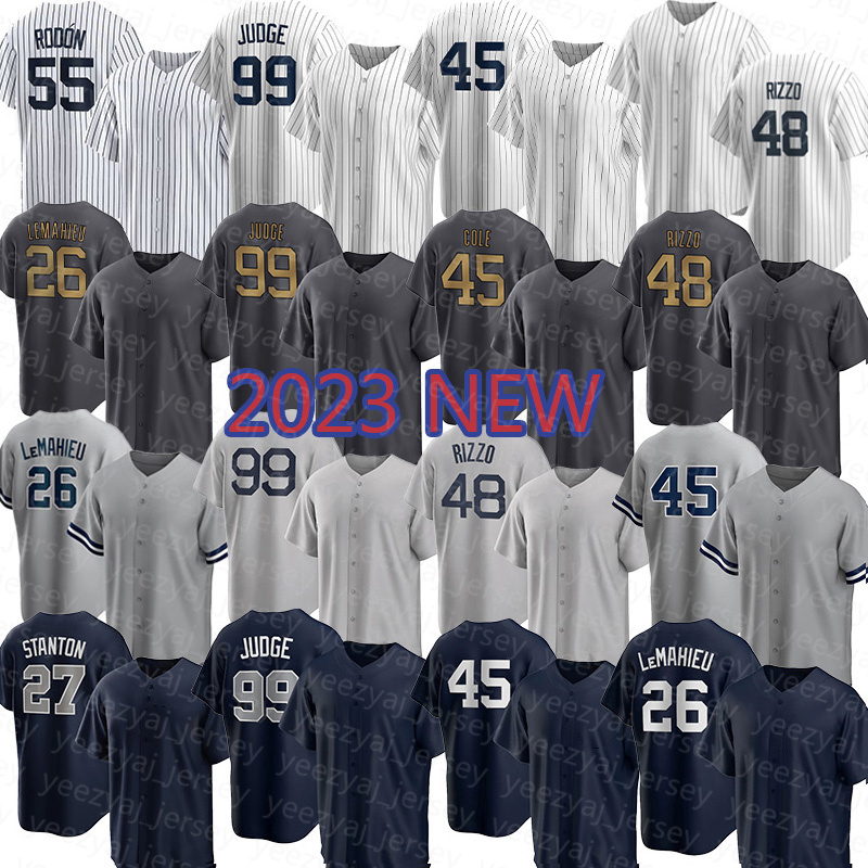 

New Baseball Jerseys Wear York 99 Aaron Judge Man 2 Derek Jeter 55 Carlos Rodon Yankees Gerrit Cole Giancarlo Stanton Josh Donaldson Gleyber Torres Anthony Rizzo, No name-mens(yangji)