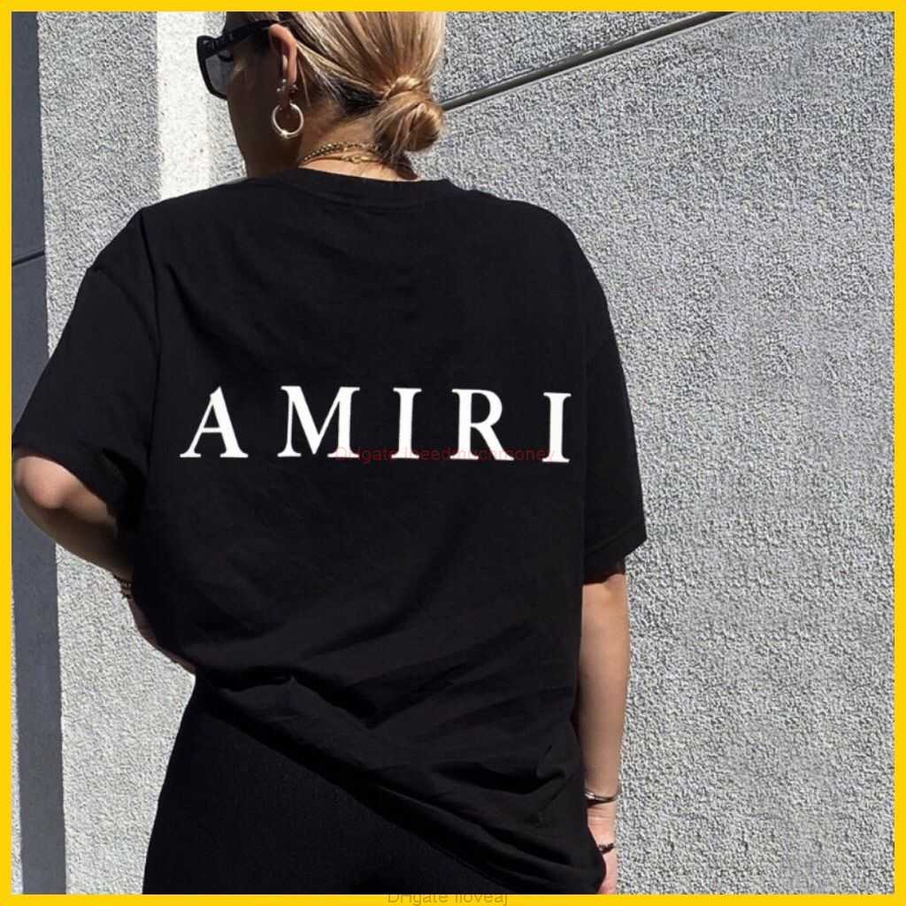 

Designer Fashion Clothing Amires Tees Am Tshirt Amies 23xf Summer Minimalist Letter Print Trend Loose Versatile Short Sleeved Tshirt with Round Neck for Men Women Lu, Black