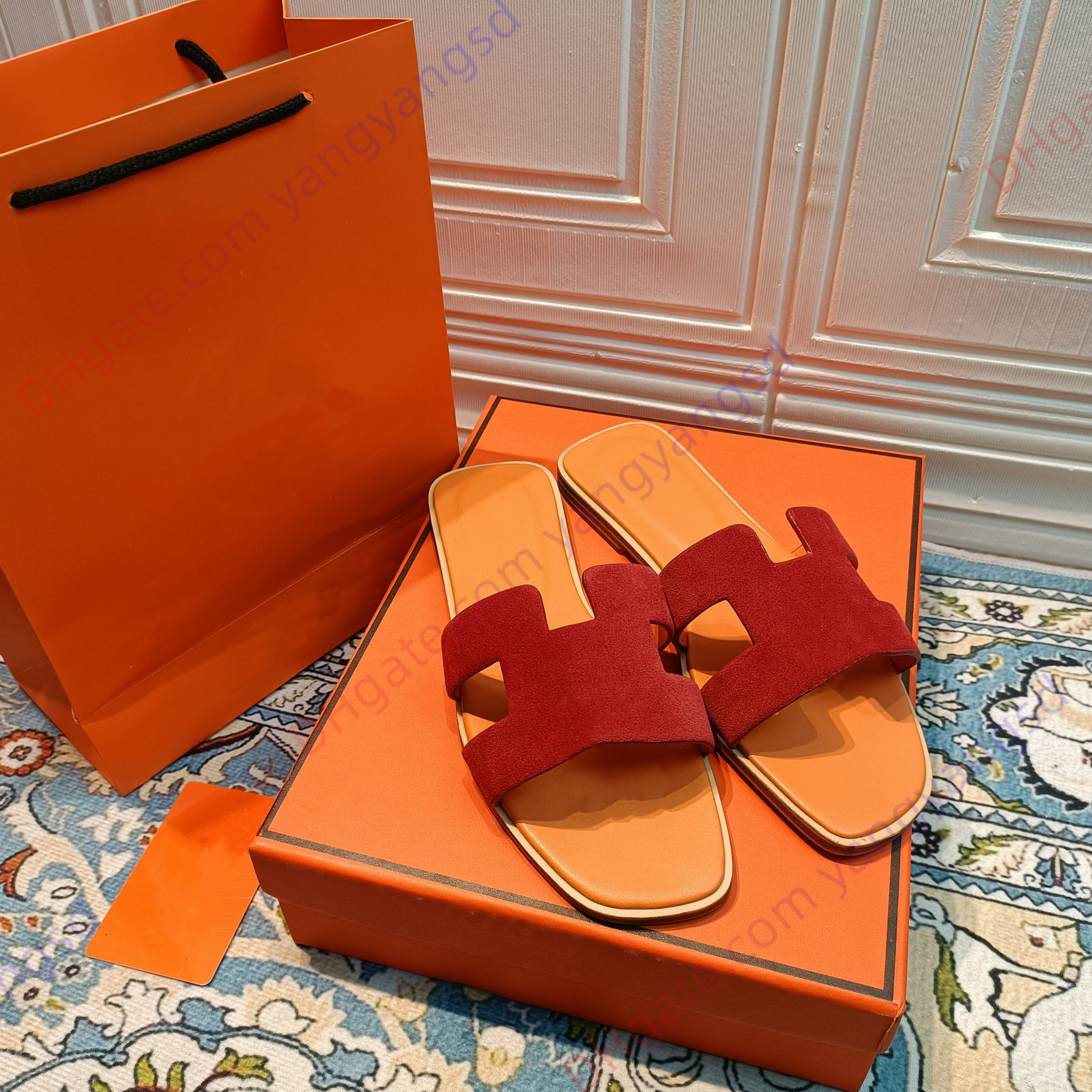 

high-quality Designer Sandals Genuine Leather Women Slippers Summer Luxury Flat Slides Ladies Beach Sandals Fashion Oran Slippers, 19