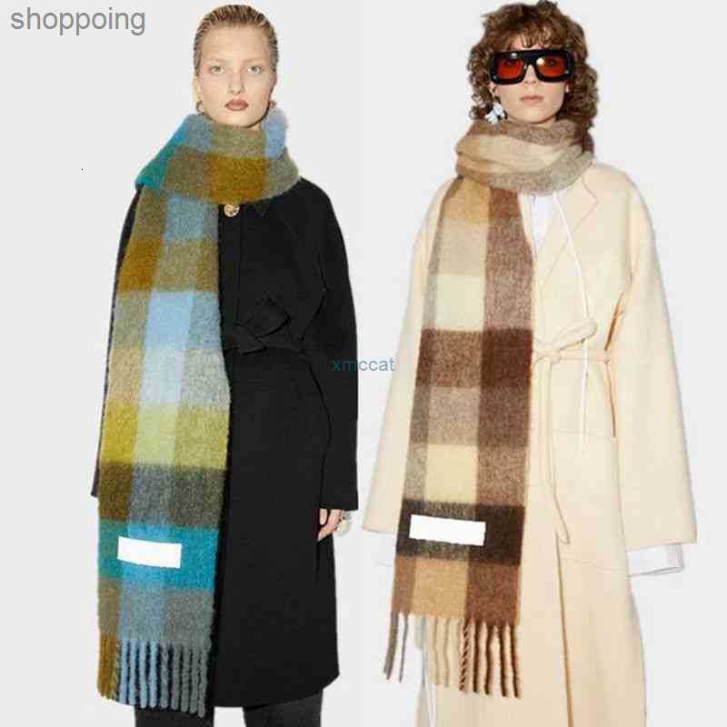 

Scarves 2021 Ac Thickened Plaid Women's Shawl Warm Wrap Pashmina Blanket Cashmere Europe Autumn and Winter Scarf