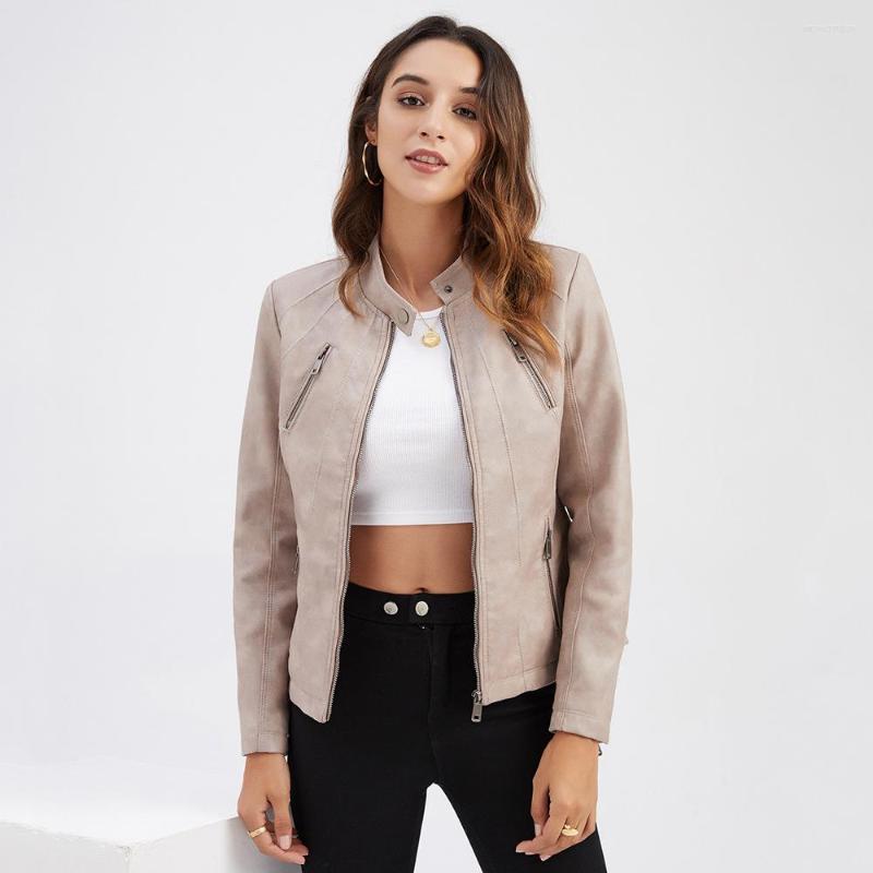 

Women's Leather Black PU Jackets S-4XL Women Jacket 2023 Spring Motorcycle Suit Female Blazer Red 3XL
