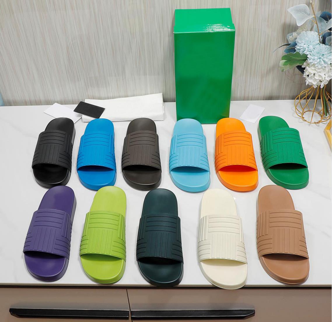 

Rubber Sandal Designer Sandals Women Men Slipper Green Black Home Slides Flip Flops Summer Beach Platform Slippers Size 35-46, Colour 12