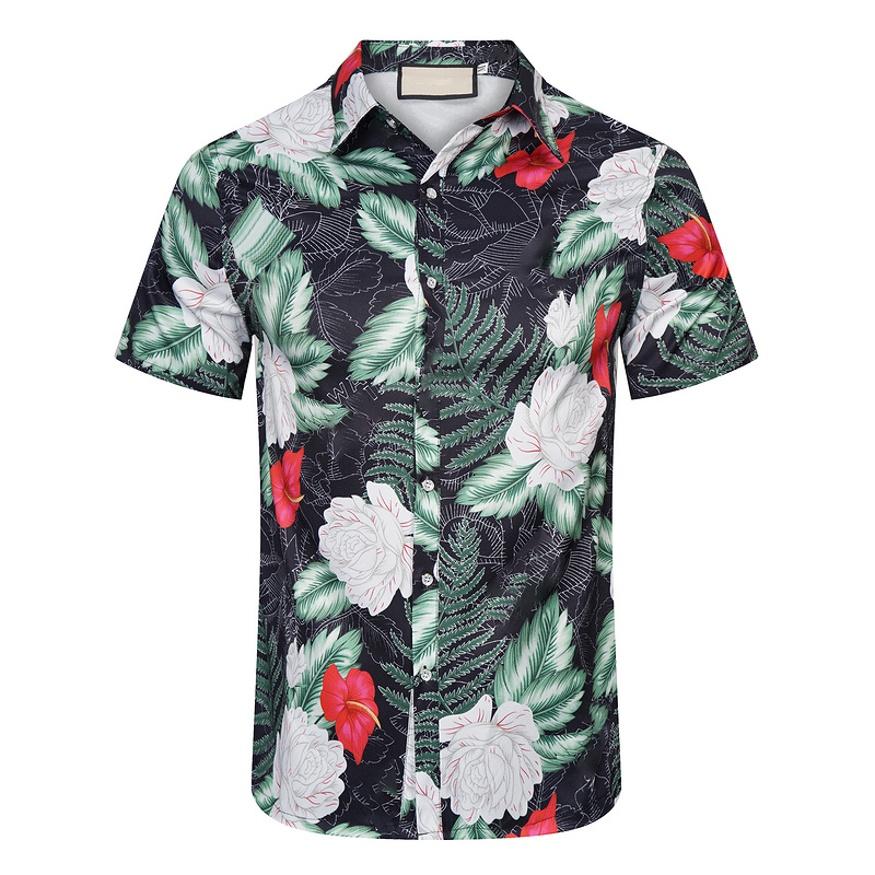 

Men's casual shirt designer shirt button shirt silk shirt designer button Hawaii light cooked Hong Kong Feng Pishuai trend shirt men's Shirts