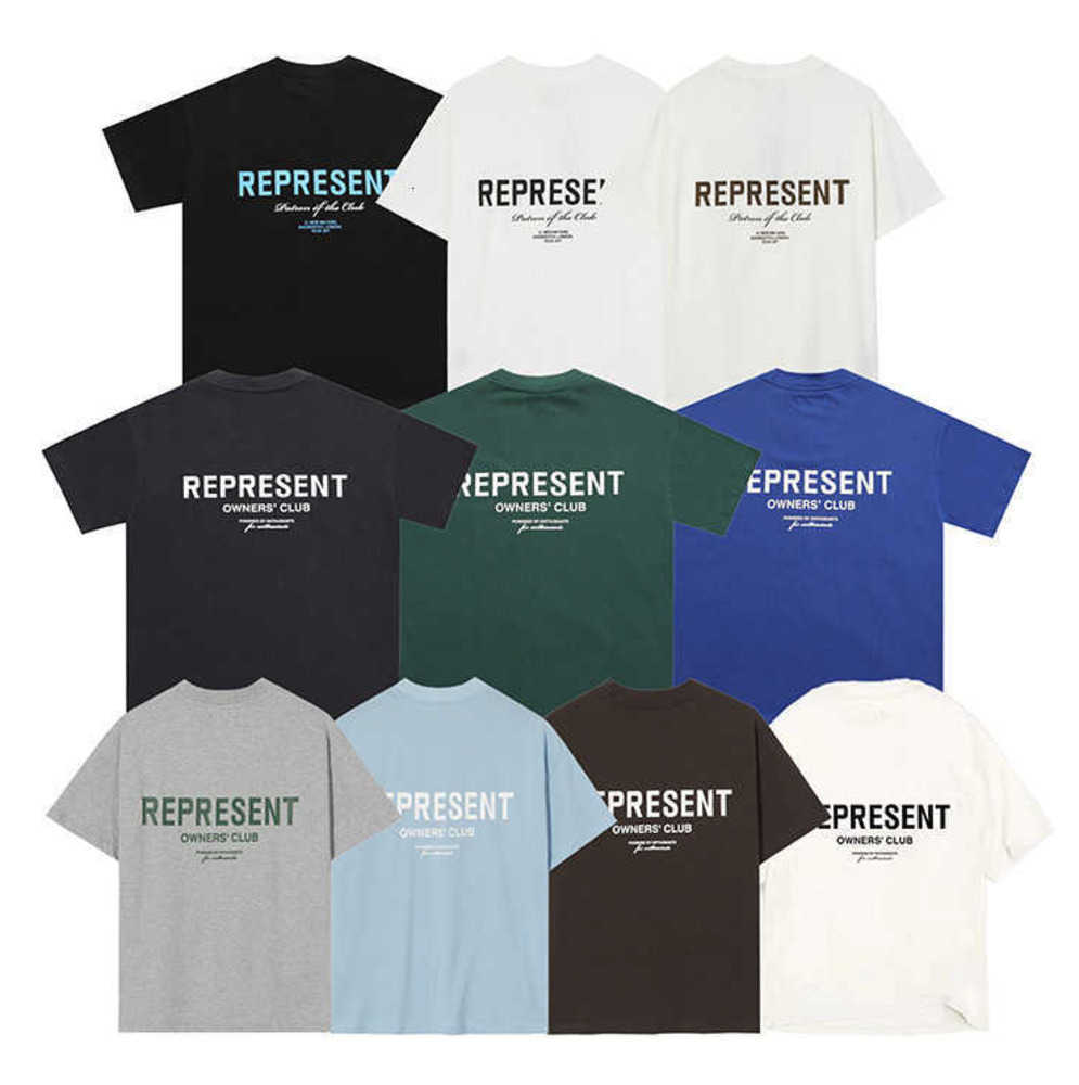 

Men's T-Shirts REPRESENT REP Designer Representnt rep short sleeve letter print trendy brand versatile American loose simple round couple T-shirt New high end 65ess, White coffee print (r449)