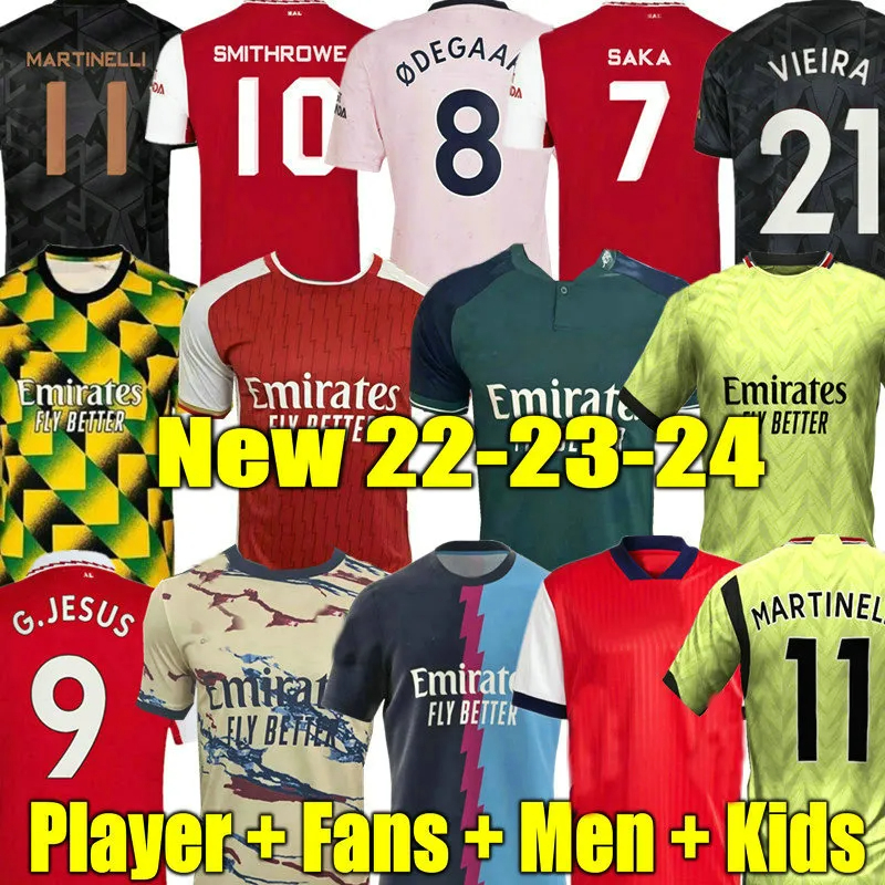 

SAKA 22 23 24 G.JESUS soccer jerseys SMITH ROWE Arse Fans Player THOMAS TIERNEY retro 2023 2024 football shirt Men Kids kit ODEGAARD Nketiah FABIO VIEIRA, Kids away