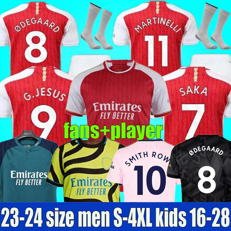 

SMITH ROWE G.JESUS SAKA soccer jerseys SALIBA 22 23 24 Fans Player version ODEGAARD MARTINELLI JORGINHO NKETIAH 2023 2024 Kiwior football kits shirt Men Kids set ArSeN, 23-24 home
