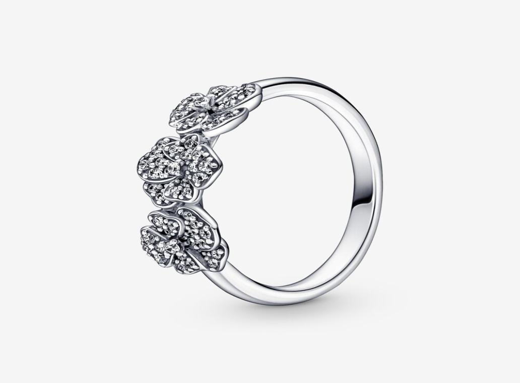 

100 925 Sterling Silver Triple Pansy Flower Ring For Women Wedding Rings Fashion Engagement Jewelry Accessories9016216