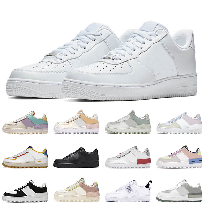 

designer mens women running shoes af1 sneakers platform classic 07 cut low shadow airforce 1 one air force spruce aura archeo pink outdoor sneakers 36-47, A1 triple white 36-47