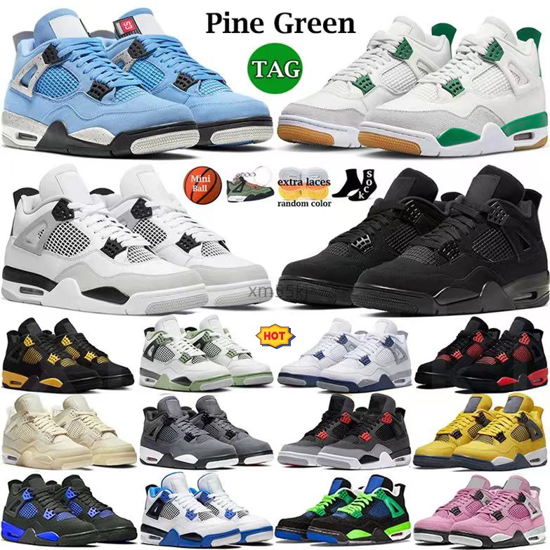 

4 basketball shoes designer shoes women designer shoes Outdoor Platform Jorden j4 4 jumpman 4s black cat 4s retros military black pine green white, Color # 4