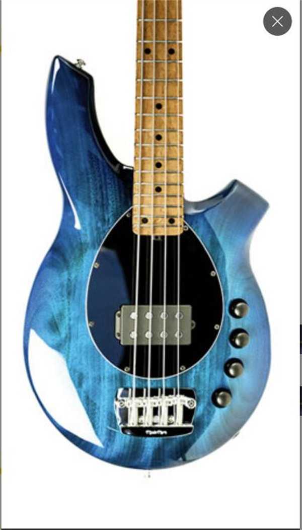 

Custom Shop Flame Maple Blue Bongo 5 String Music Man Electric Bass Guitar Ernie Ball 9V Battery Active Maple Fingerboard