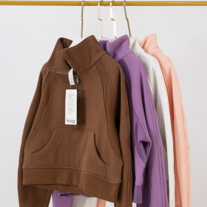 

lu Women's autumn hoodie and sweatshirt Yoga suit jacket lu-008 Women's sports half-chain thick loose short high-quality coat, 0002