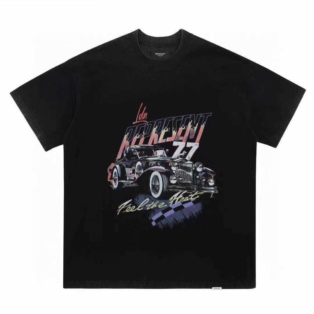 

23hottshirt Represent Fashion Brand American Washed Old Loose Vtg Short Sleeve Mens High Street Inst Shirt Fg9l 44QVT, Washed black panther head pattern