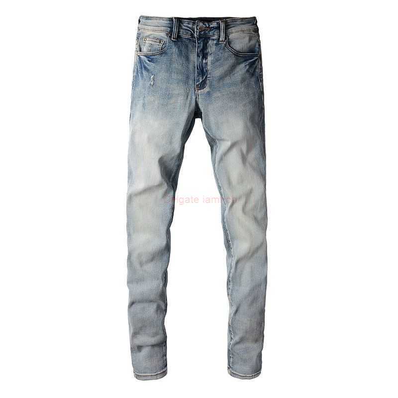 

Designer Clothing Amires Jeans Denim Pants Slp Amies Trendy Brand Light Wash Old Basic Slim Fit Denim Pants Mens Womens High Street Ins Small Feet Pants Distressed Rip