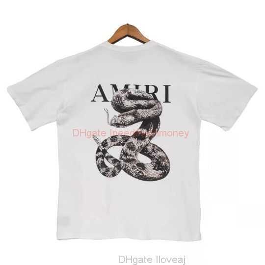 

Designer Fashion Clothing Amires Tees Am Tshirt Correct Amies Tide Brand Snake Poison Rattlesnake Am Letter Short Sleeve Casual Loose Mens Womens Cotton Tshirt Luxu, Black
