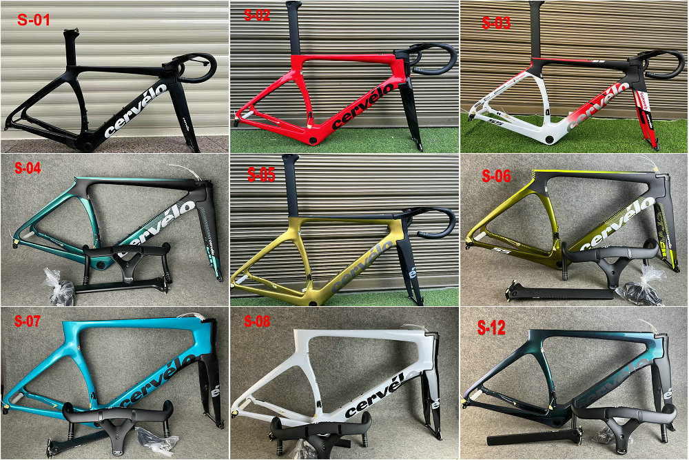 

Cervelo S5 R5 Frame disc brake T1000 UD Glossy Matte S5 Carbon Frames Road Bike Bicycle Frameset with Handlebar 380 400 420 440mm, S06
