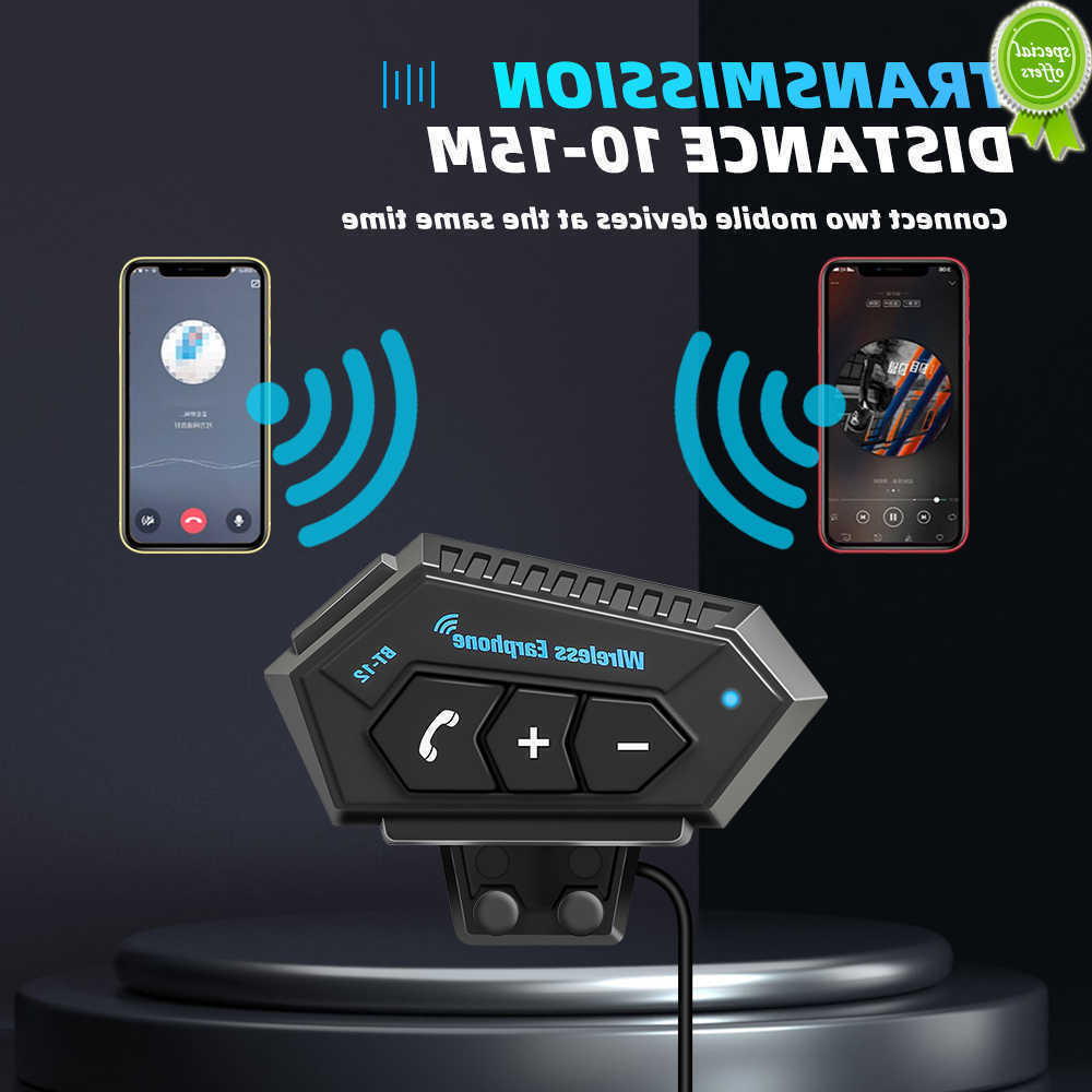 

Car New BT12 Motorcycle Helmet Headset Wireless Bluetooth Hands-free call Kit Stereo Waterproof Music Player Speaker for Moto Earphone