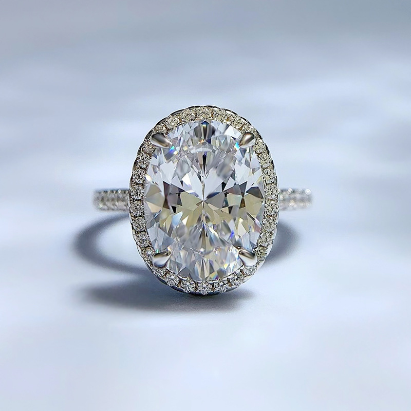 Elegant Oval 4ct Lab Moissanite Diamond Ring 100% Real 925 Sterling Silver Party Wedding Band Rings for Women Engagement Jewelry