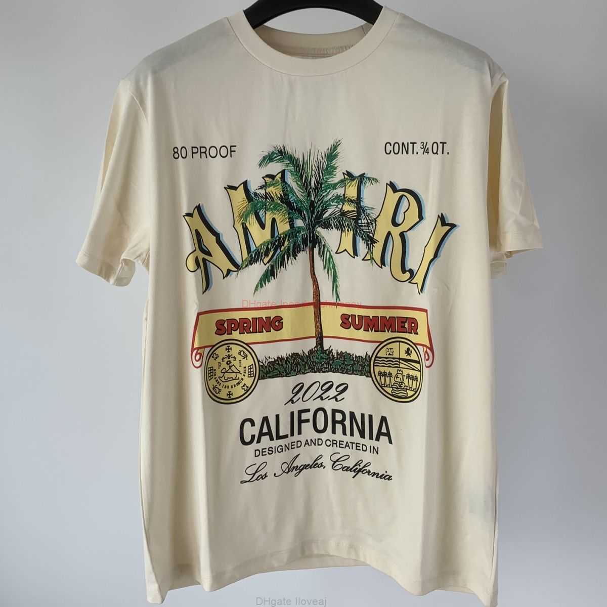 

Designer Fashion Clothing Amires Tees Am Tshirt Amies Coconut Tree Pattern Letter Printing Tshirt 2022 New Summer Casual Versatile Mens Womens Short Sleeve Luxury C, Green