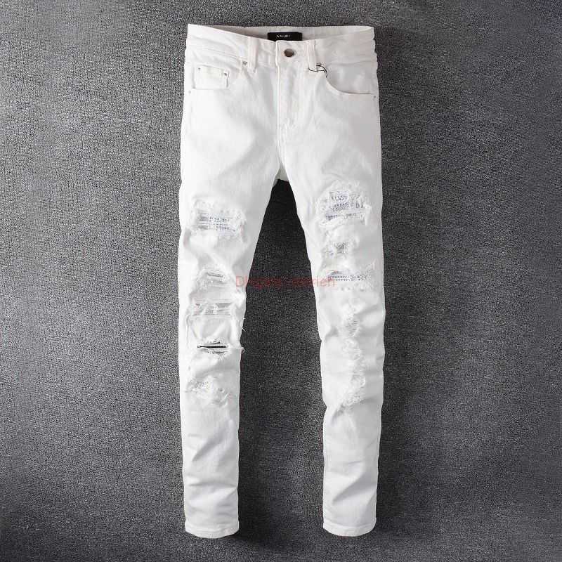 

Designer Clothing Amires Jeans Denim Pants 625 Amies Fashion White Diamond Patch Slp Jeans Mens High Street Fashion Brand Elastic Slim Fit Leggings Distressed Rippe