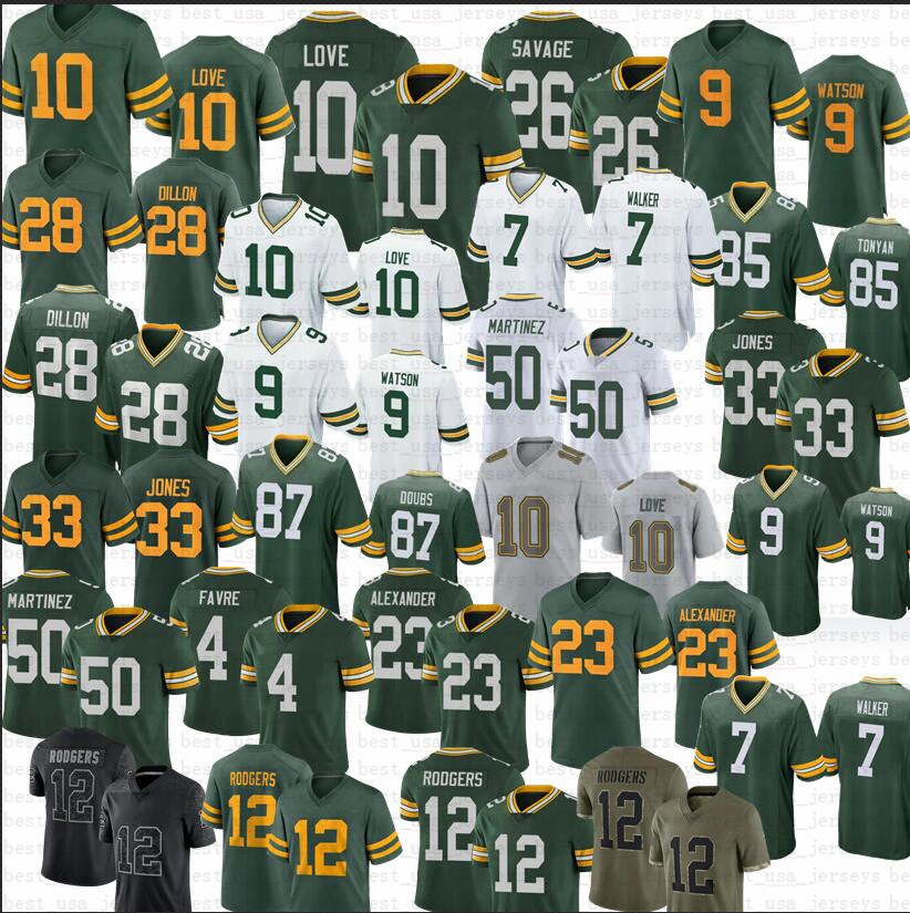 

Love Aaron Jones Football Jersey Martinez Jaire Alexander Dillon David Bakhtiari Crosby Quay Packer Walker Christian Watson Doubs jerseys, Youth