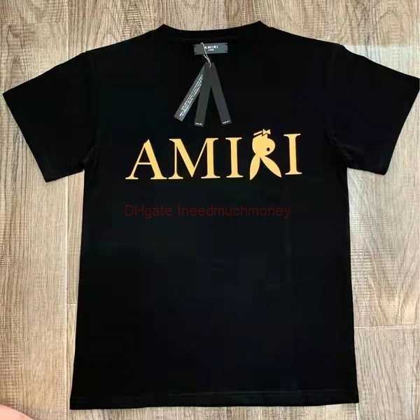 

Designer Fashion Clothing Amires Tees Am Tshirt Amies Summer New Rabbit Head 210g Trendy Mens Letter Printed Mens Womens Tshirt Luxury Casual Tops Mens Cotton Street, Black