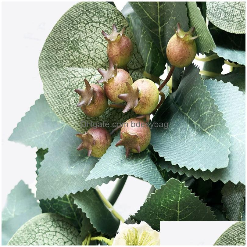 eucalyptus wreath fern leaf creeper ginkgo leaf wreath round green plant rattan garland home office wall decoration