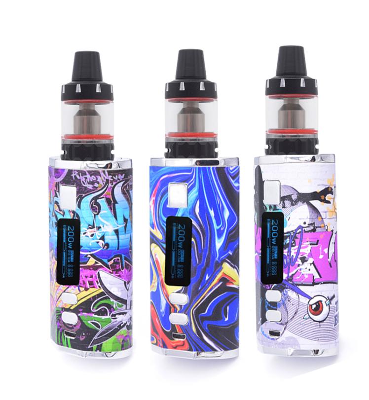 

electronic Cigarette 200W Vape Box Kits adjustable wattage vapor pen mods kit 2200mah LED light display electronic box mod2012586, Black