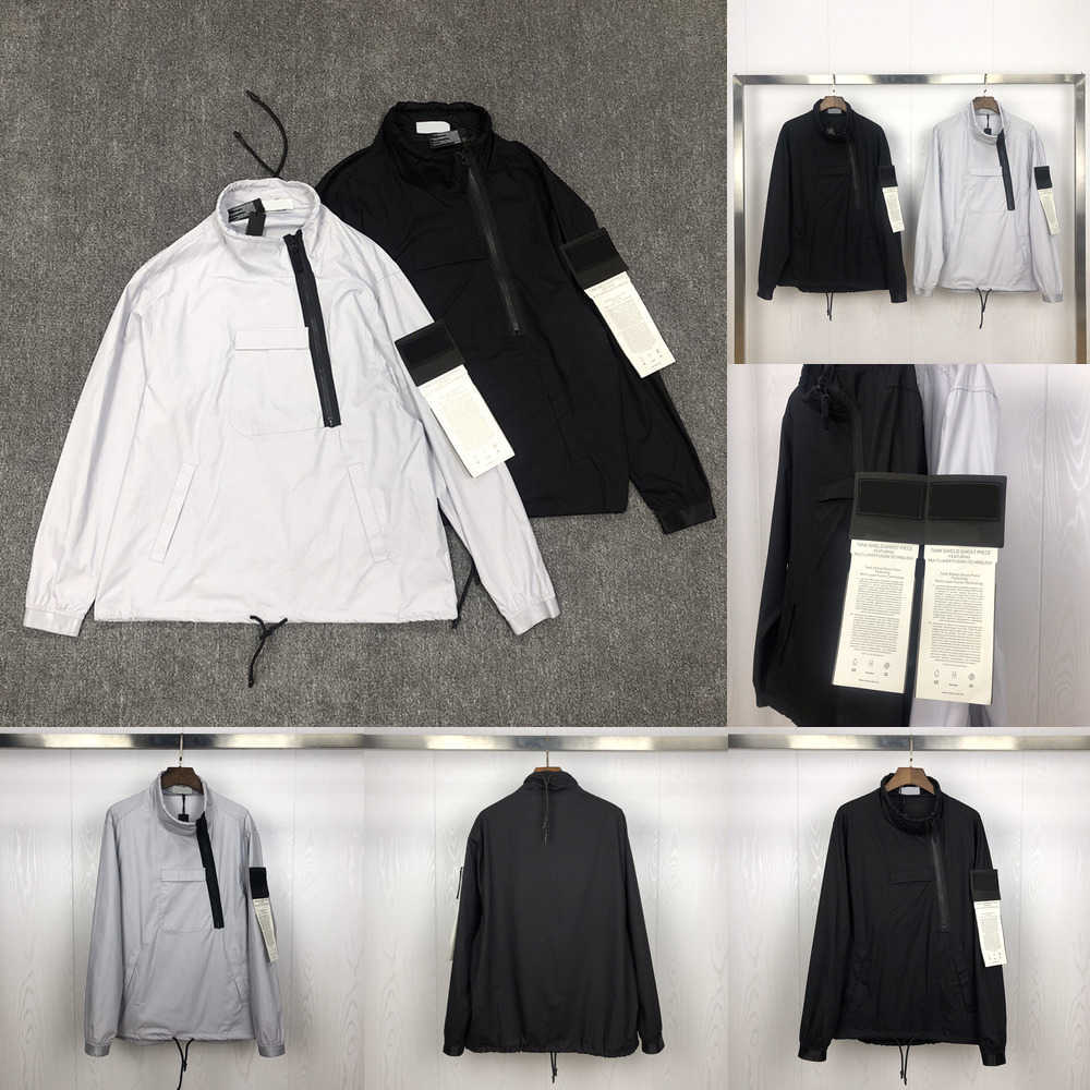

topstoney diagonal zip jacket stone designer Men's Jackets island armband fashion pullover tide brand top Size -2XL DA3C, Black