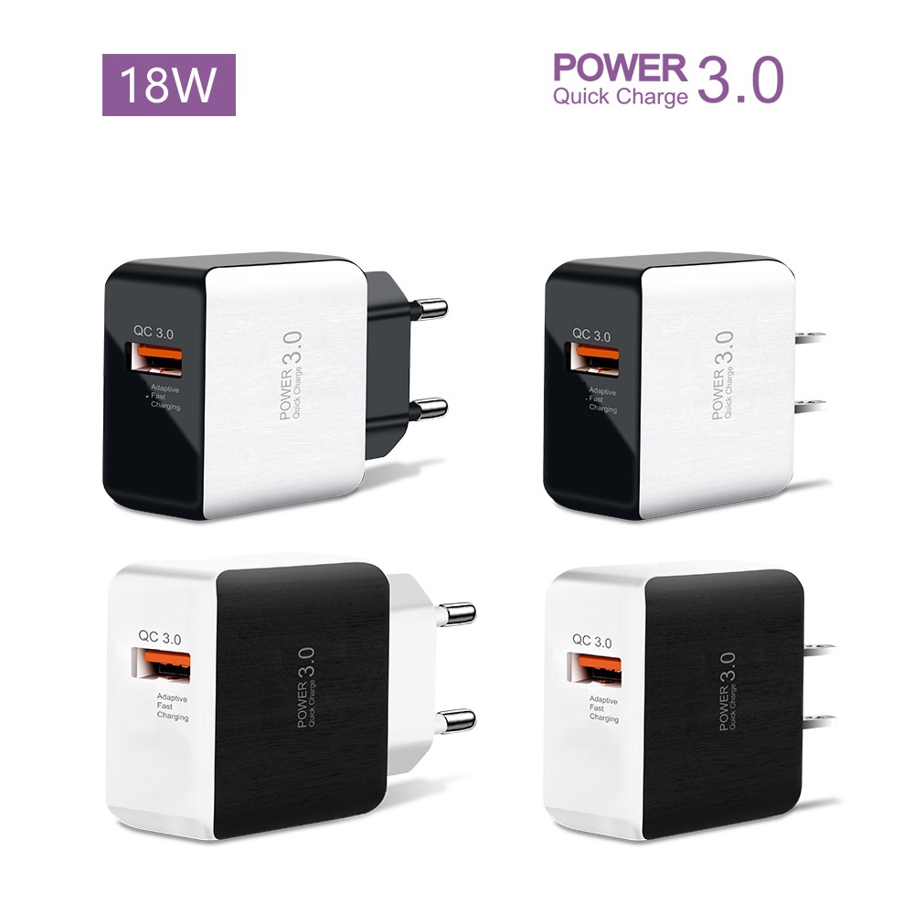 

QC3.0 Fast Quick wall charger 18W power adapter 5V 3A 9v 2A 12V 1.6A for Iphone 12 13 14 samsung s7 s8 S10 lg android phone Retail package