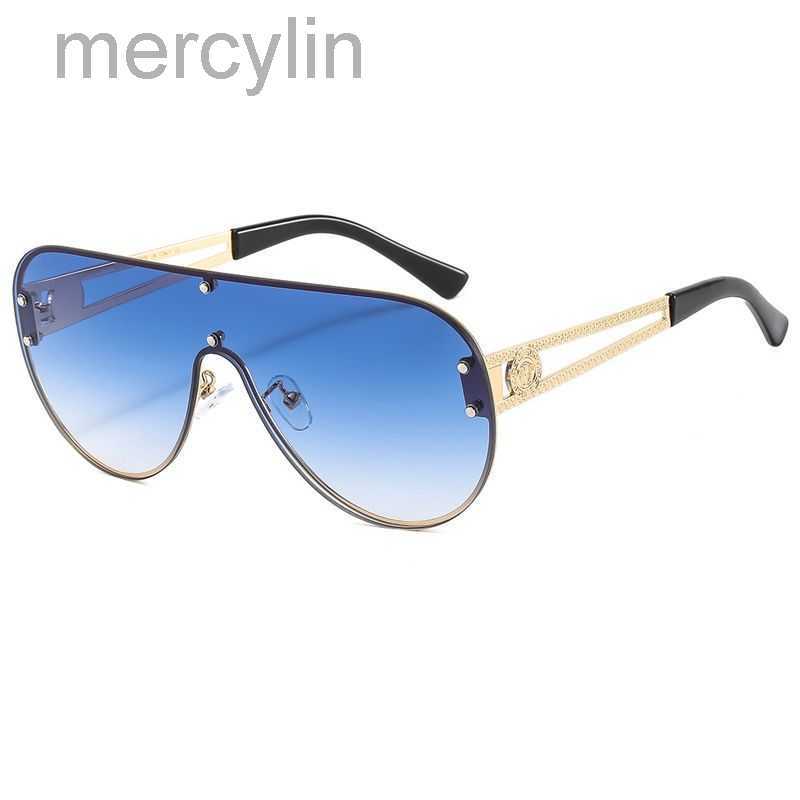 

Luxury Designer Versage Sunglasses Men's Women's Vercace Sunglasses Fashionable Head Integrated Lenses Sunglasses Borderless Sunglasses Blue