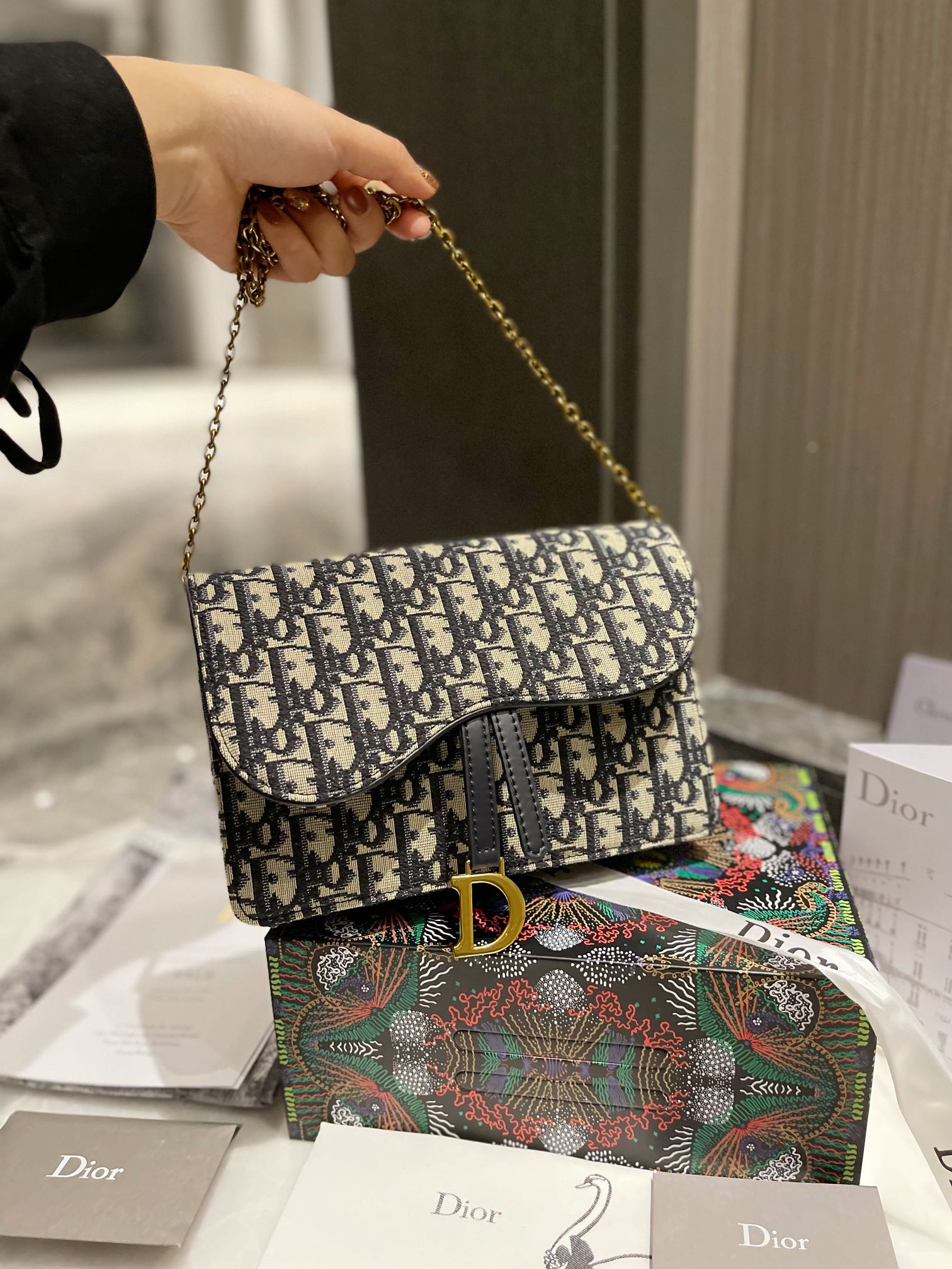 

DIOR SADDLE WOMEN luxurys designers bags real leather crossbody shoulder bag wallets Handbag Totes purse key card Wallet