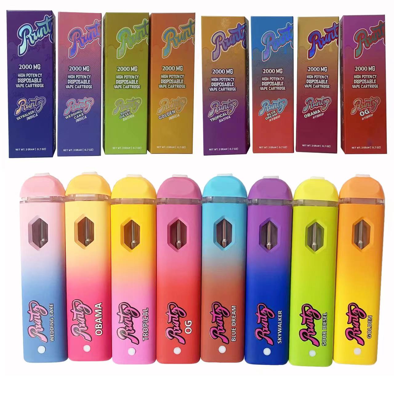 

Runtz runty live resin Disposable E-cigarettes)vape pens 2ml pod 380mAh Rechargeable Battery Empty Vapes not pre filled