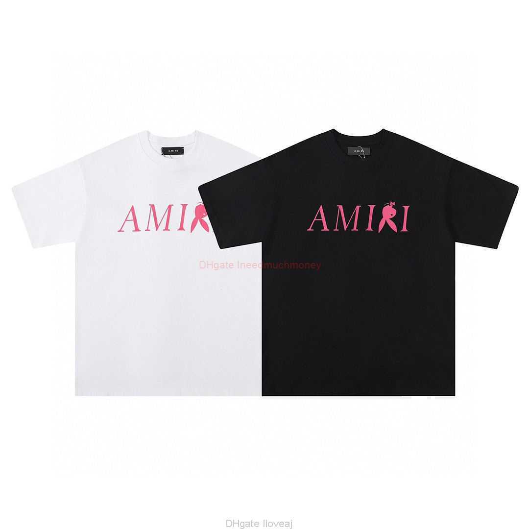 

Designer Fashion Clothing Amires Tees Am Tshirt Amies 2023 Springsummer New Logo Round Neck Tshirt High Street Unisex Loose Rabbit Head Letter Short Sleeve Luxury, White