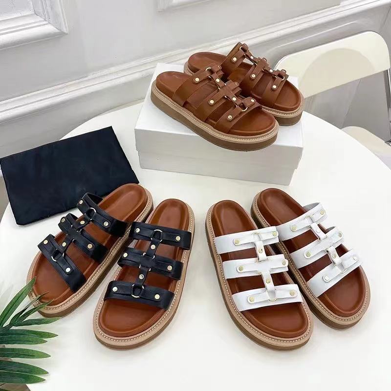 

Designer Sandals TIPPI Slippers Women Sandals Calfskin Flat Mules Summer Beach Slipper Outdoor Flat Bottomed Slides With Box