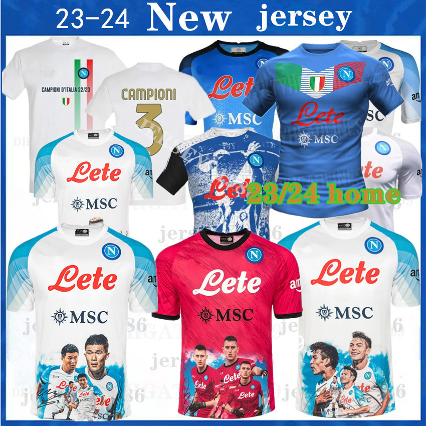 

23 24 NAPOLI soccer jerseys Maglia Naples 2023 ZIELINSKI ANGUISSA OLIVERA KVARATSKHELIA FOOTBALL SHIRT OSIMHEN FABIAN LOZANO SSC Napoli Campioni Maillots de foot, Image