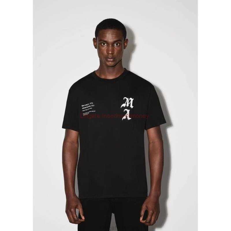 

Designer Fashion Clothing Amires Tees Am Tshirt High Quality Amies New Sanskrit Letter Slogan Printed Loose Casual High Street Short Sleeved Tshirt for Men Women Lux, Black