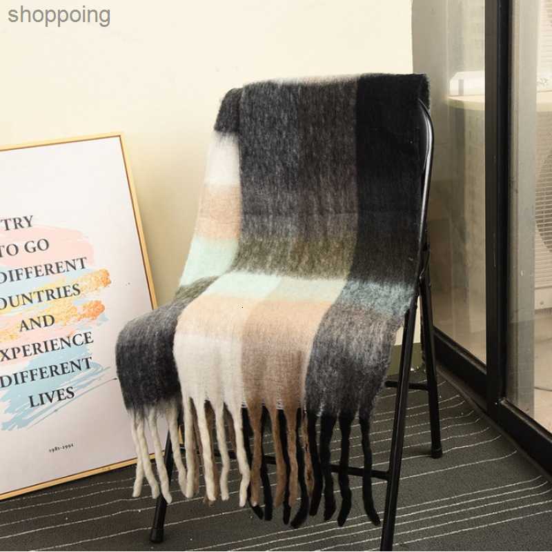 

Ac Scarf Women's Mohair Plaid Mustache Color Fringes Thickened Ins Fashion Cute Versatile