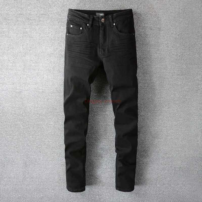 

Designer Clothing Amires Jeans Denim Pants Amies High Street Black Washed Basic Jeans Mens Fashion Brand Slim Fit Elastic Feet Slp Long Pants Distressed Ripped 2023