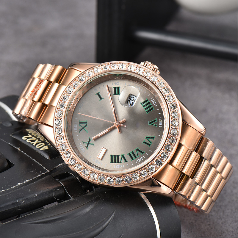 

Gold Mens watch with diamond 41mm date 904L stainless steel high-quality scratch resistant reinforced glass luxury designer watch Montre De Luxe watches AAA