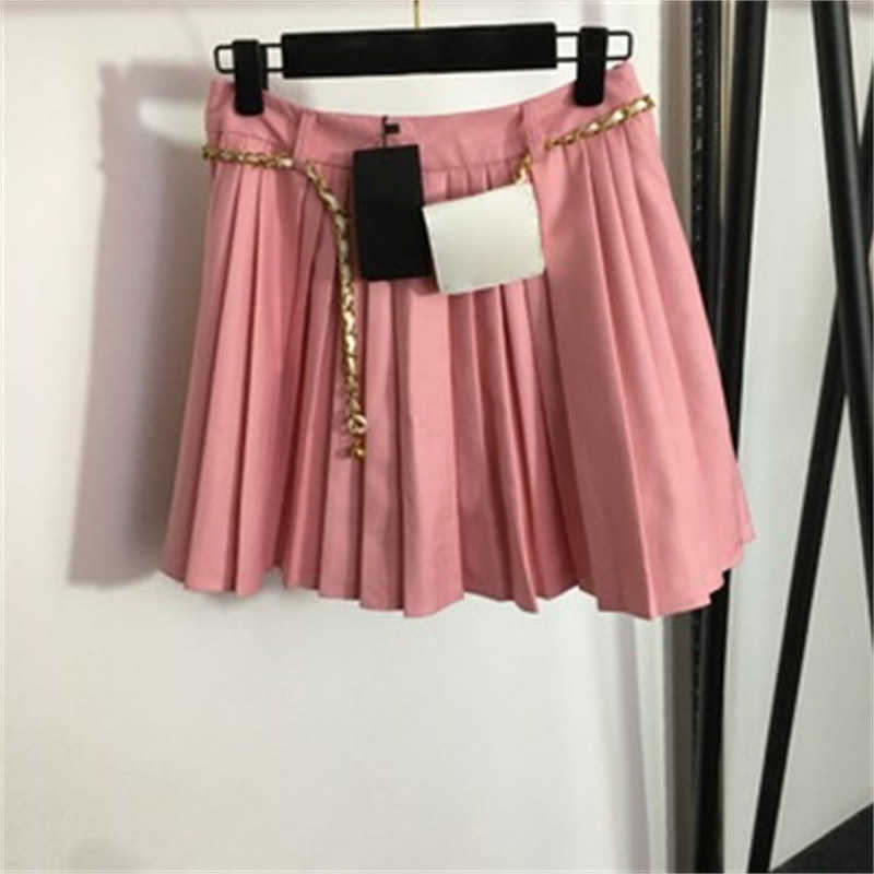 

Skirt For Women Summer Dress Gold Chain Waist Bag Pleated Half High Waist Slim Pleated Short Skirts With Safety Pant Linings 3 Colors Designer Skirt Womens