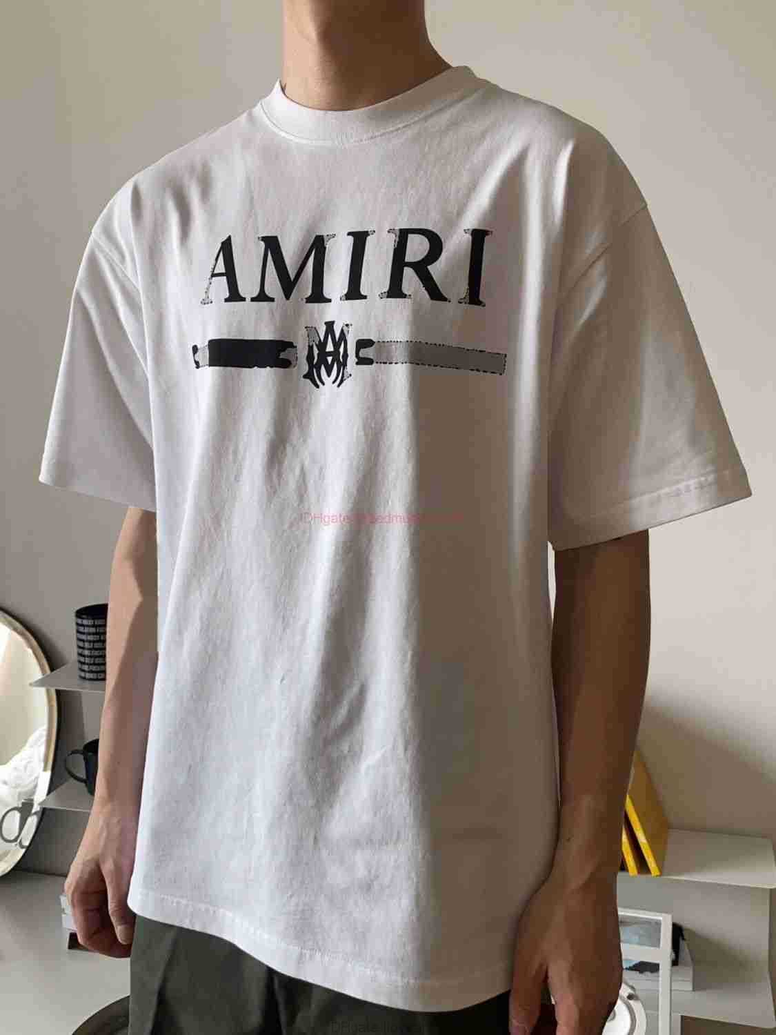 

Designer Fashion Clothing Amires Tees Am Tshirt High Edition 2023 Summer Amies Letter Print Wash Old Round Neck Short Sleeve Couple Loose Relaxed Half Sleeve Tshirt L, White