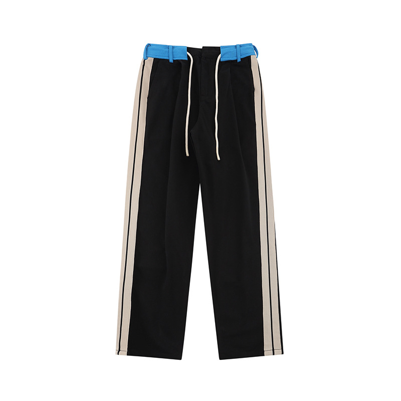 

Designer color contrast pants PA fashion brand ribbon casual pants color contrast cargo pants sweatpants men's and women's loose straight pants S-XLblack blue, Army green